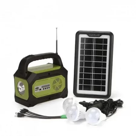 Портативна сонячна станція GD-8073 освітлення+3 лампочки+радіо+power bank